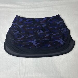 Lululemon Women's Hotty Hot Mesh Camo Skirt In Emperor Blue Size 6